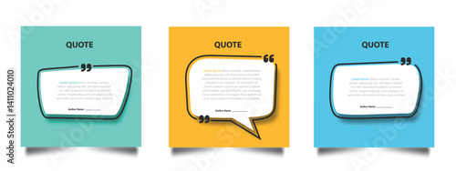 set of speech Bubble frame quote testimonial banner. Blank speech template design, quote bubble and text box.Vector Illustration