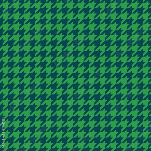 Vibrant green and navy houndstooth pattern.  Classic, timeless design perfect for textiles, fashion, website backgrounds, or branding.