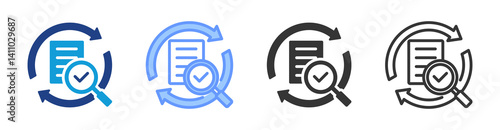 Evaluation Process icon set multiple style collection