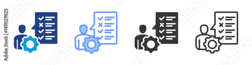 Competency Assessment icon set multiple style collection