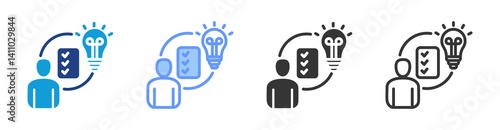 Competency Development icon set multiple style collection