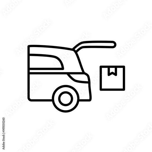 car trunk with package box, simple flat style, illustration, logo sign symbol pictogram template, for ui or ux isolated on white for mobile app, editable