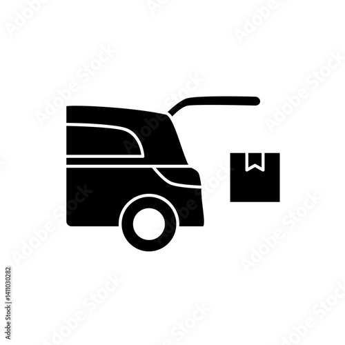 car trunk with package box, simple flat style, illustration, logo sign symbol pictogram template, for ui or ux isolated on white for mobile app, editable