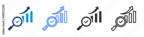 Analysis icon set multiple style collection