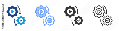 Execution icon set multiple style collection