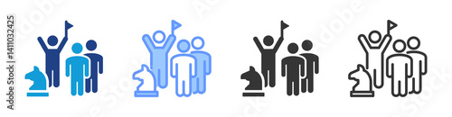 Leadership icon set multiple style collection