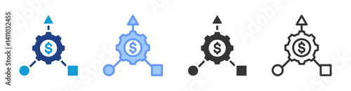 Business Model icon set multiple style collection