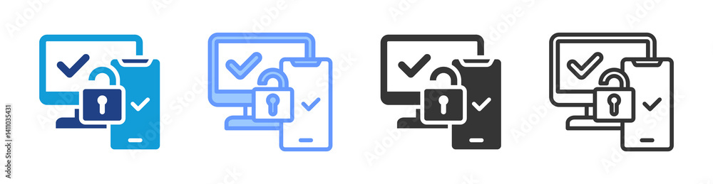 Two Factor Authentication icon set multiple style collection Two Factor Authentication icon set multiple style collection