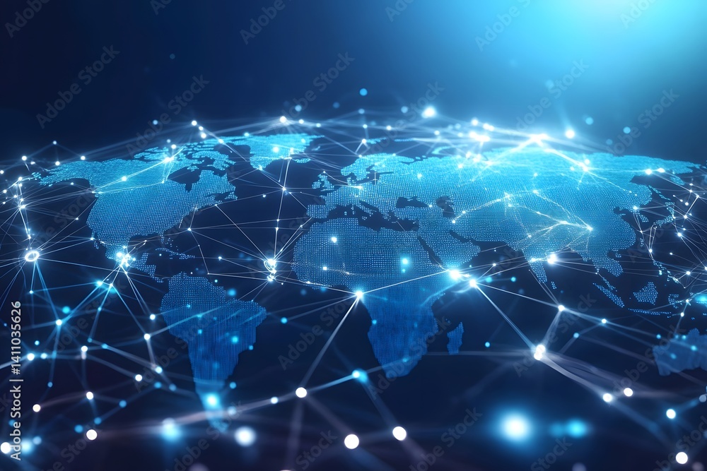 Global network connection world map , Generative AI Global network connection world map , Generative AI