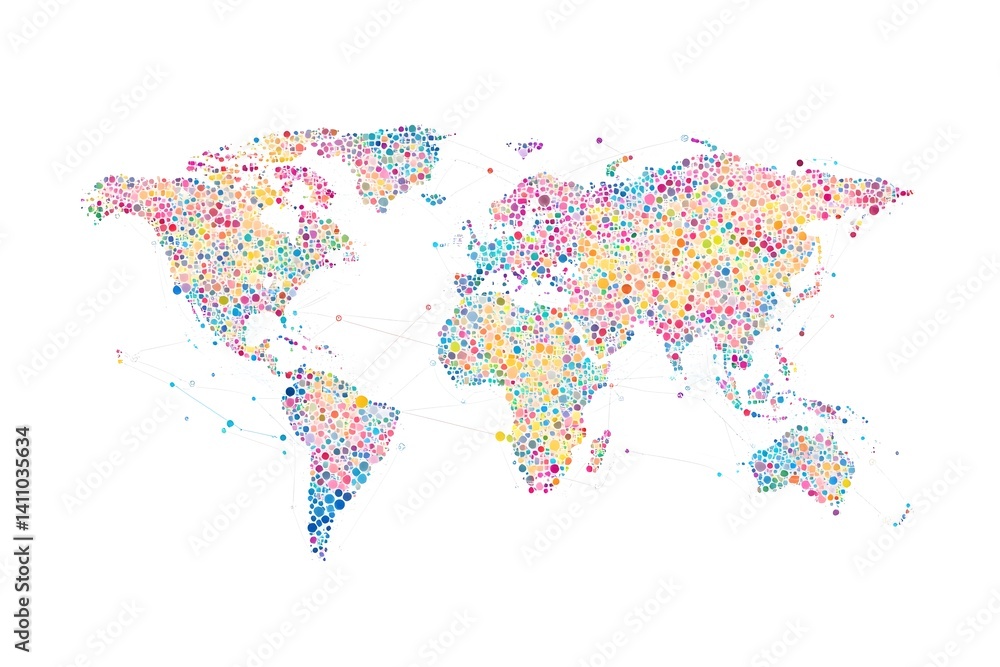 Fototapeta premium Global network connection world map , Generative AI
