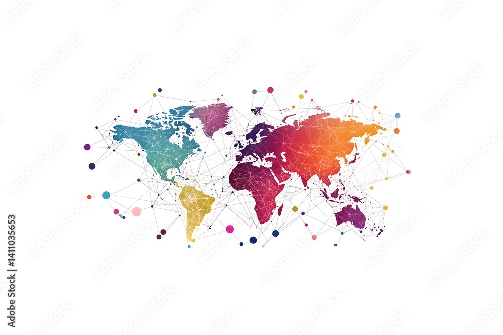 Fototapeta premium Global network connection world map , Generative AI