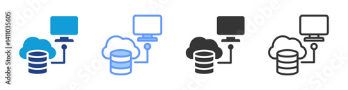 Data Portability icon set multiple style collection