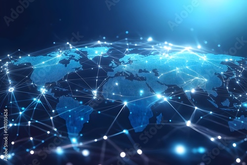 Global network connection world map , Generative AI