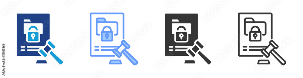 Data Protection Law icon set multiple style collection Data Protection Law icon set multiple style collection