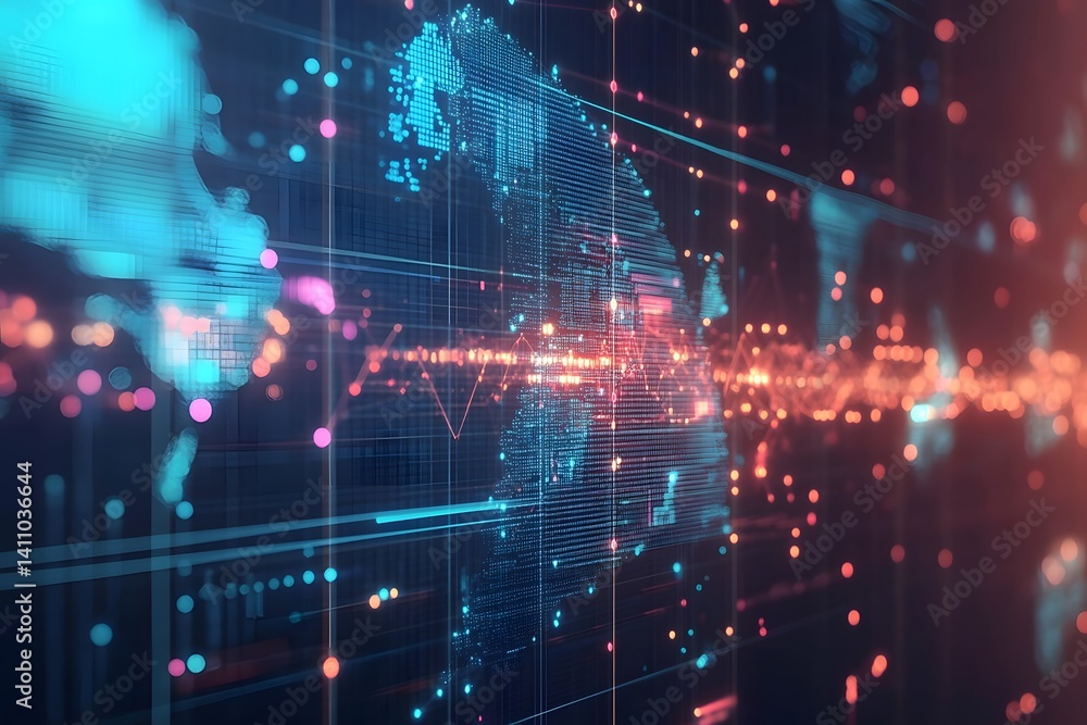 Obraz premium Global network connection world map , Generative AI