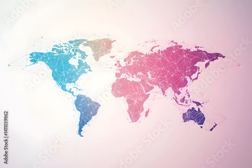 Global network connection world map , Generative AI
