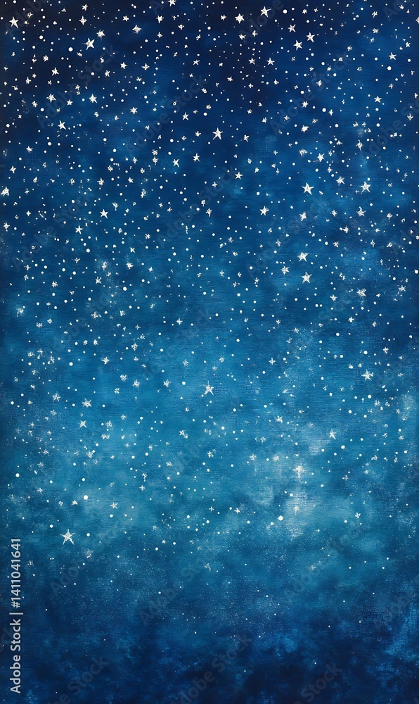 Fototapeta premium Night Sky with Stars and Dots, Deep Blue Watercolor Texture Grunge Background
