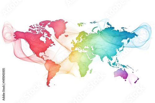 Global network connection world map , Generative AI
