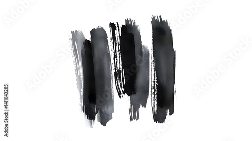 Abstract Black Ink Brush Strokes Background, Monochrome Watercolor Texture