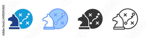 Strategy icon set multiple style collection