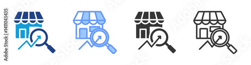 Market Research icon set multiple style collection
