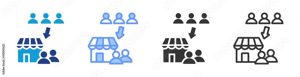 Customer Acquisition icon set multiple style collection Customer Acquisition icon set multiple style collection