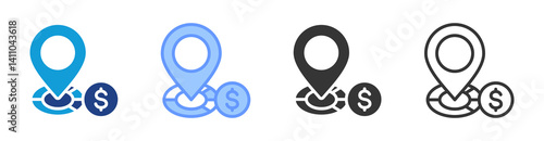 Market Positioning icon set multiple style collection