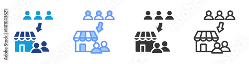 Customer Acquisition icon set multiple style collection