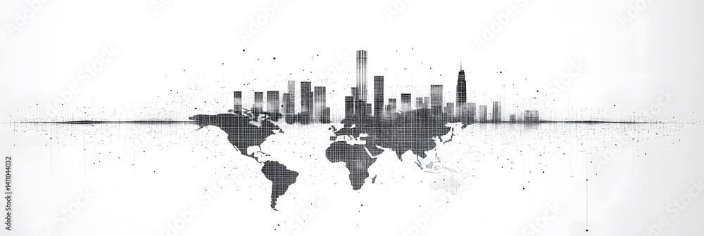 Obraz premium Global network connection world map , Generative AI