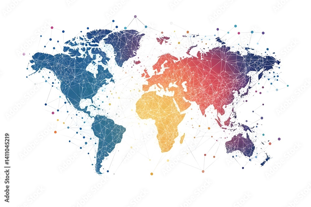 Fototapeta premium Global network connection world map , Generative AI