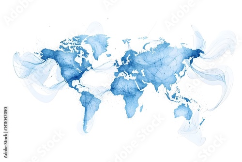 Global network connection world map , Generative AI