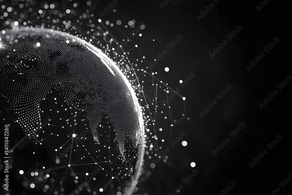 Obraz premium Global network connection world map , Generative AI