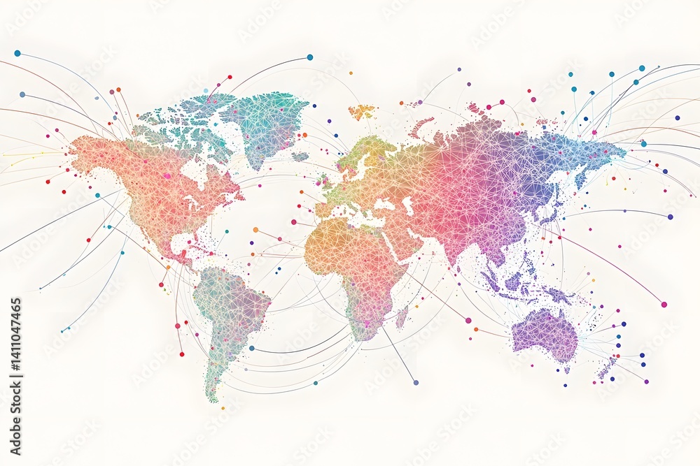 Fototapeta premium Global network connection world map , Generative AI