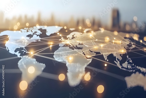 Global network connection world map , Generative AI