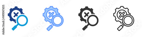 Failure Analysis icon set multiple style collection