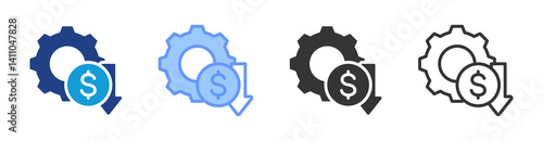 Cost Reduction icon set multiple style collection