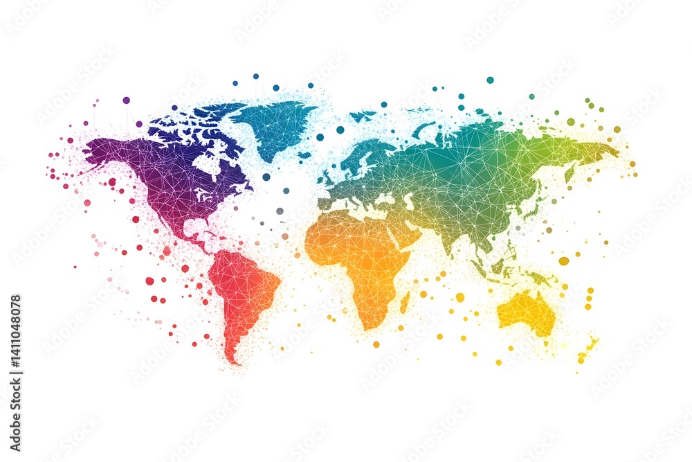 Fototapeta premium Global network connection world map , Generative AI