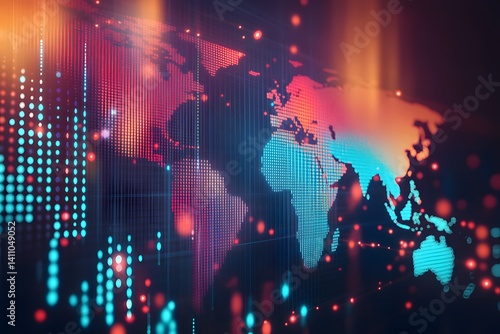 Global network connection world map , Generative AI