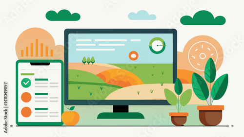 A software program that tracks crop rotations and soil nutrient levels helping farmers make informed decisions on which crops to plant in specific areas of their fields.. Vector illustration