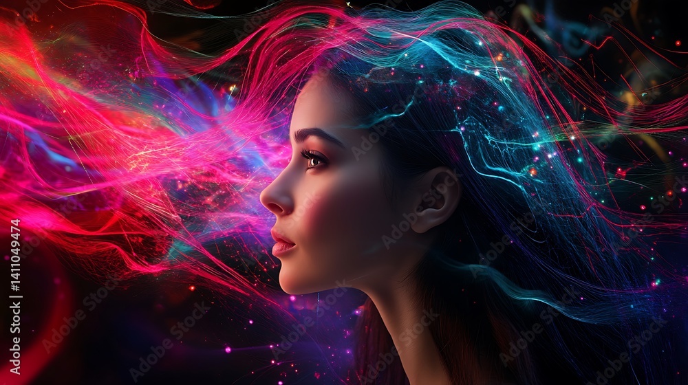 Ethereal Woman: A Symphony of Color and Light Ethereal Woman: A Symphony of Color and Light