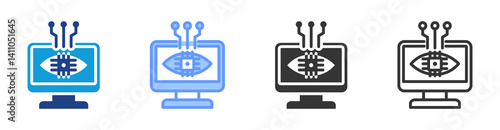 Computer Vision icon set multiple style collection