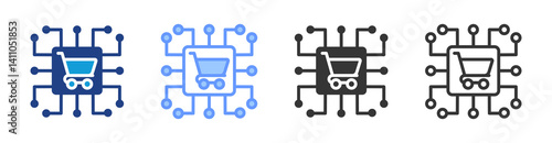 Ai Shopping icon set multiple style collection