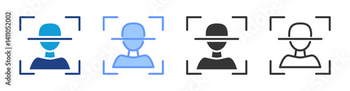 Facial Recognition icon set multiple style collection