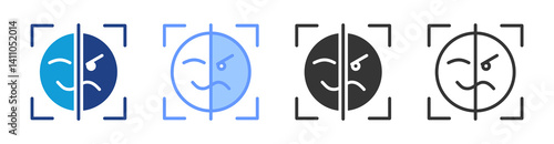 Emotion Recognition icon set multiple style collection
