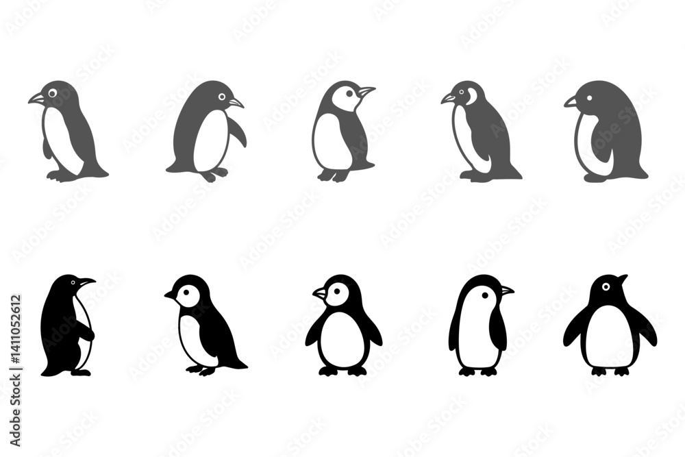 Obraz premium Penguin Icon Set. Animal Illustration Design