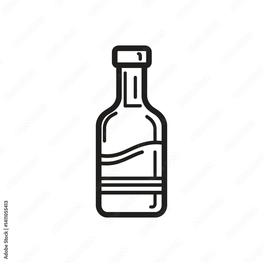 Black Line Art of Bottle on Transparent Background Black Line Art of Bottle on Transparent Background