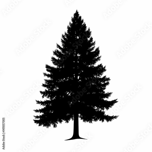 Elegant Evergreen Conifer Silhouette Art for Scenic Woodland Design