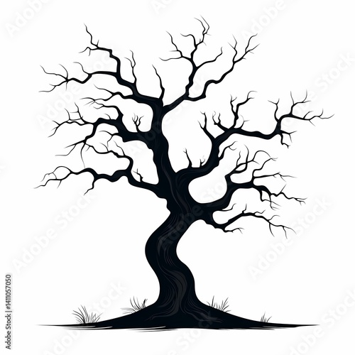 Abstract Tree Silhouette: Dark Aesthetics Vector Art with Gothic & Fantasy Themes