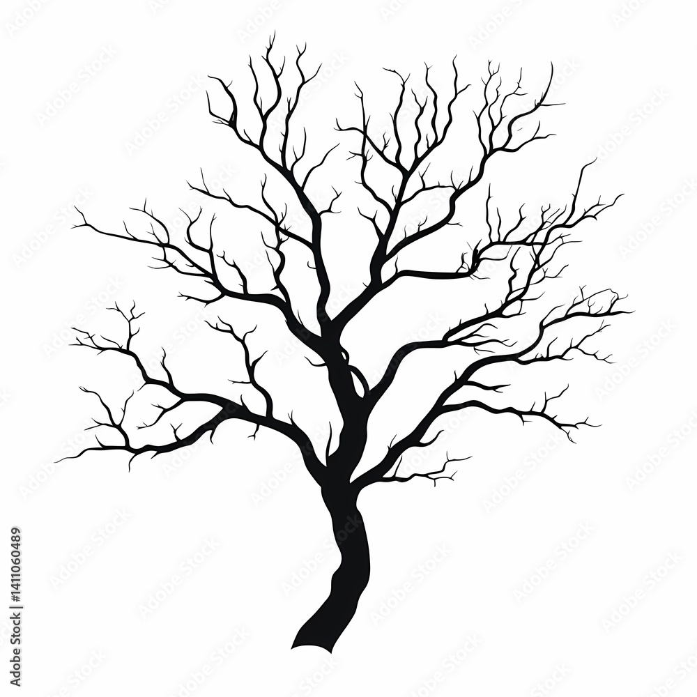 Fototapeta premium Barren Tree Silhouette. Monochrome Vector Graphic for Nature Illustration and Artistic Design