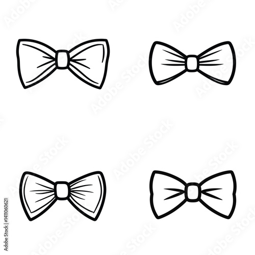 Bowtie Outline Collection Set, Formal Neckwear Fashion Accessory, Transparent Background